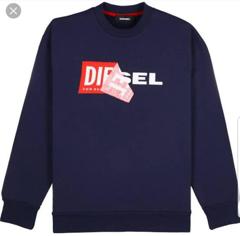 Diesel logo sweatshirt פוטר דיזל אוברסייז לגבר בצבע אפור